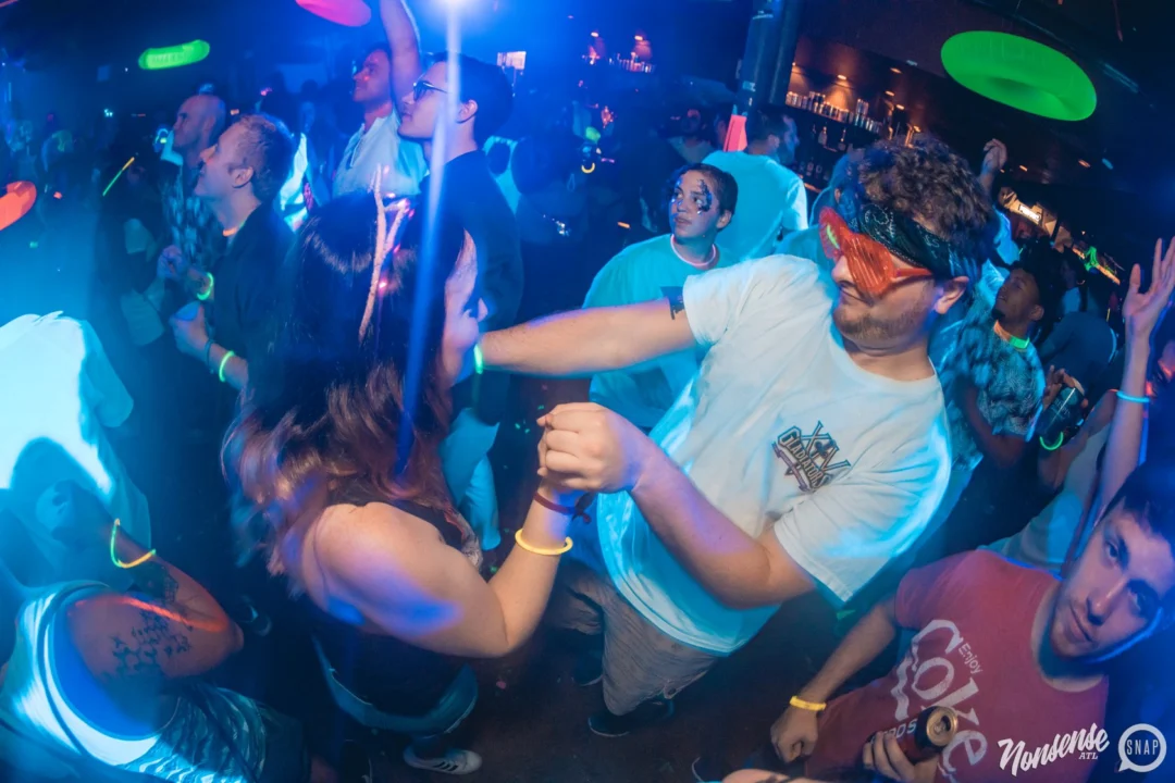 Nonsense GLOW Dance Party. July 2018. We glowed. We got ridiculous. Kimber was the DJ. Photos by Fabeaux/Oh Snap.