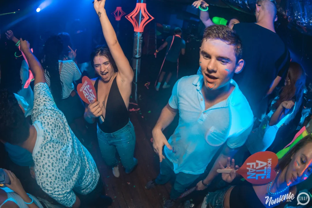 Nonsense GLOW Dance Party. July 2018. We glowed. We got ridiculous. Kimber was the DJ. Photos by Fabeaux/Oh Snap.