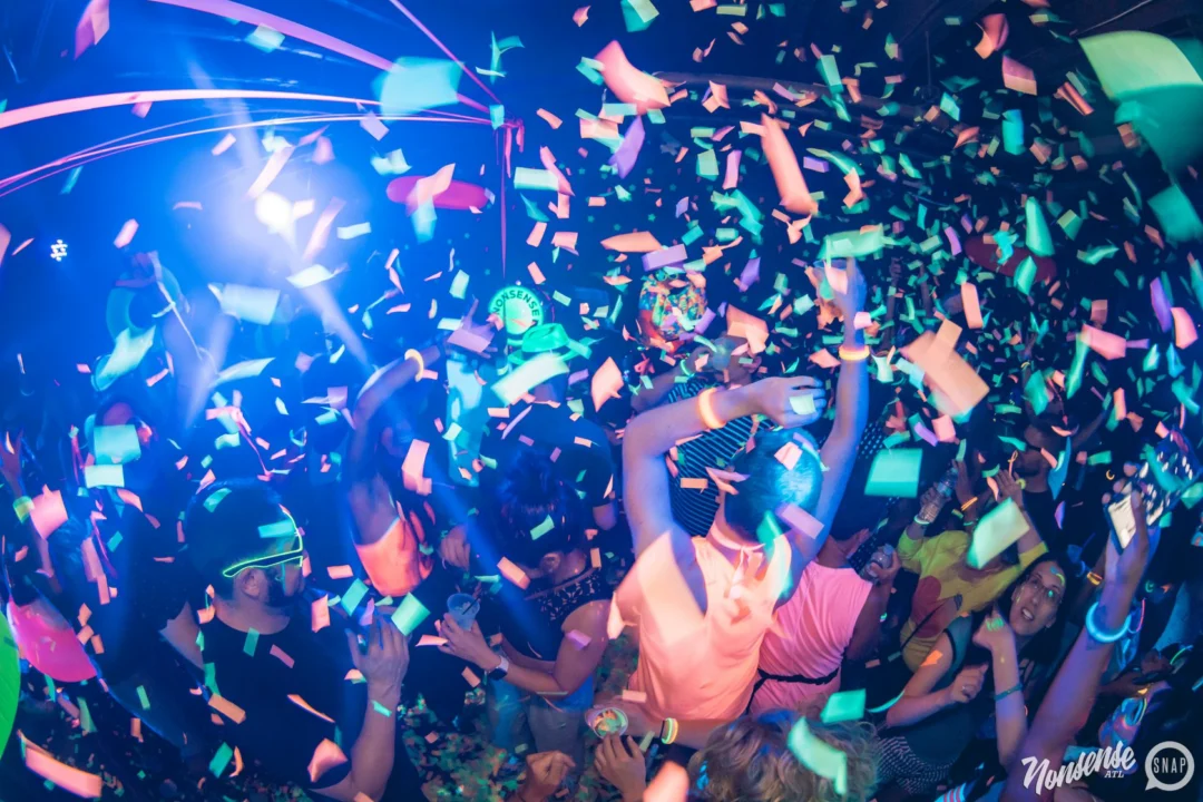 Nonsense GLOW Dance Party. July 2018. We glowed. We got ridiculous. Kimber was the DJ. Photos by Fabeaux/Oh Snap.