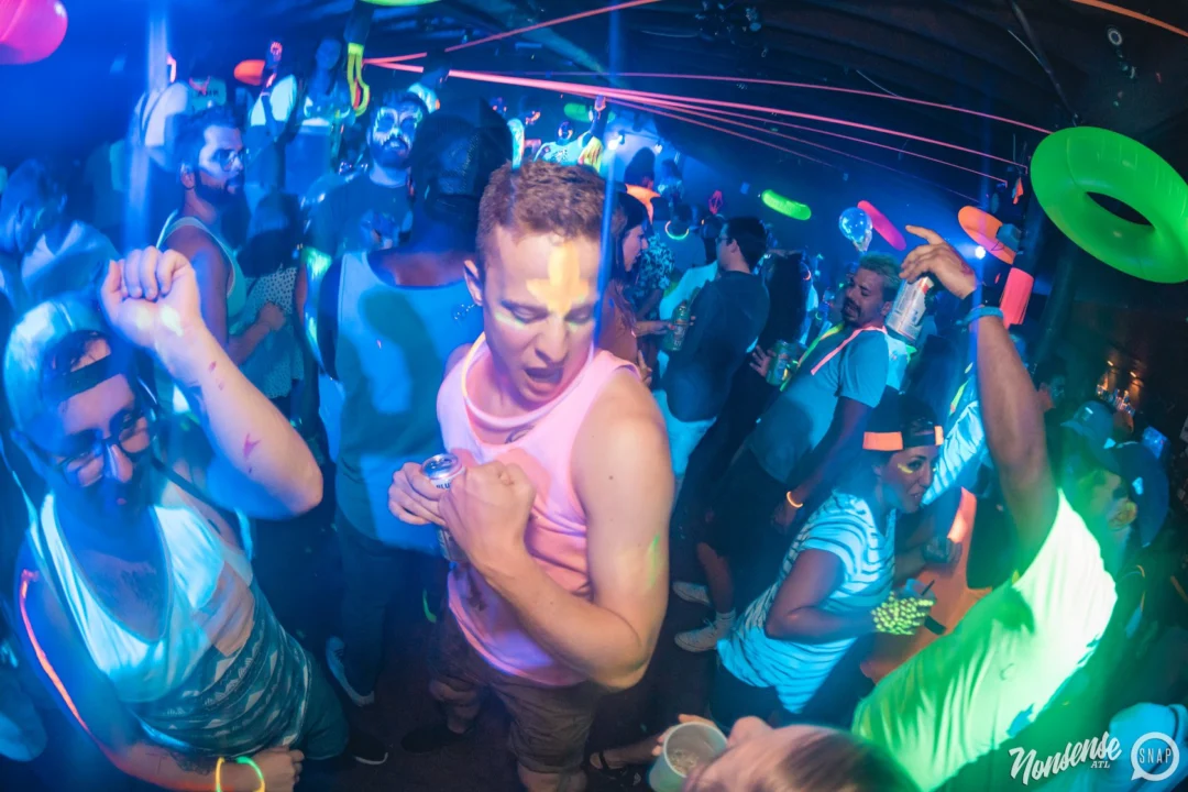 Nonsense GLOW Dance Party. July 2018. We glowed. We got ridiculous. Kimber was the DJ. Photos by Fabeaux/Oh Snap.