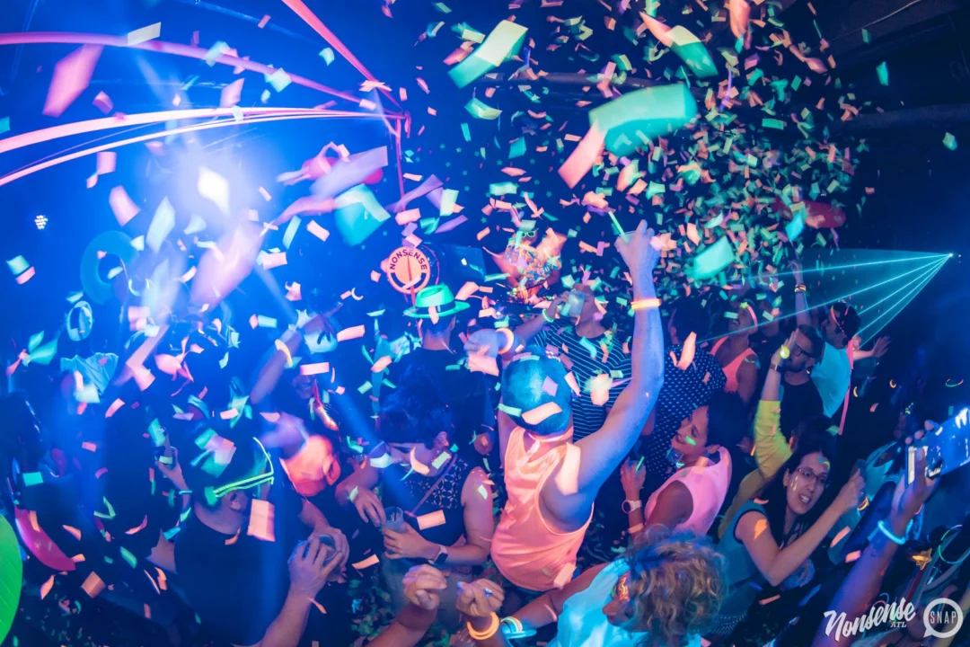 Nonsense GLOW Dance Party. July 2018. We glowed. We got ridiculous. Kimber was the DJ. Photos by Fabeaux/Oh Snap.