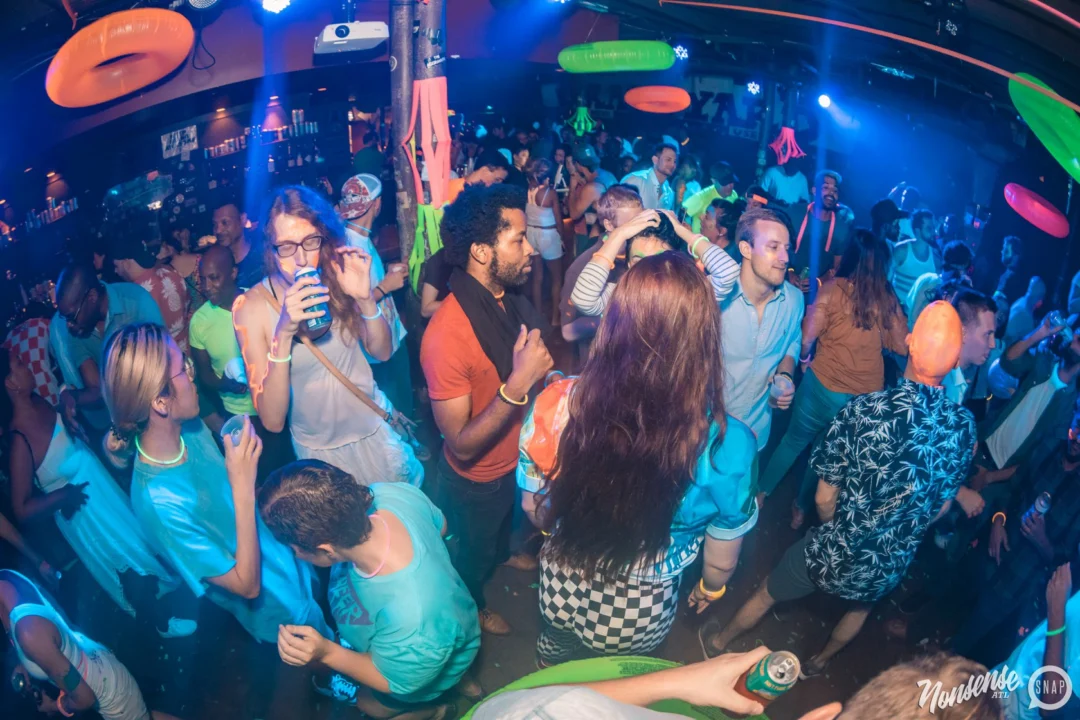 Nonsense GLOW Dance Party. July 2018. We glowed. We got ridiculous. Kimber was the DJ. Photos by Fabeaux/Oh Snap.