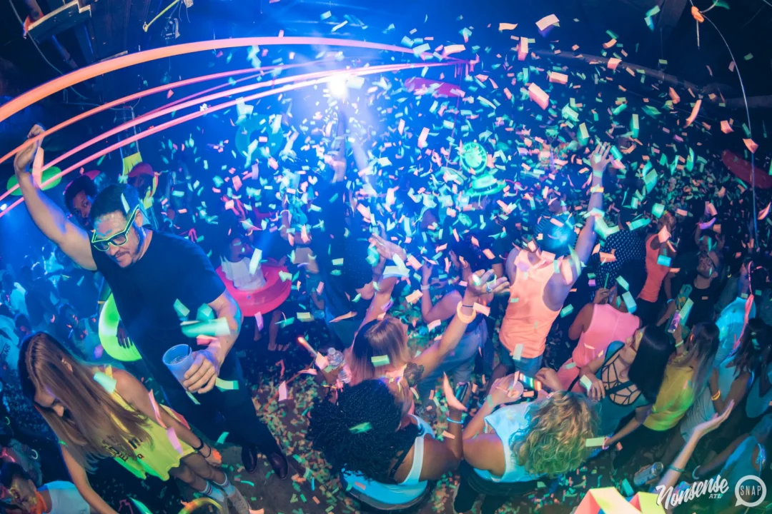 Nonsense GLOW Dance Party. July 2018. We glowed. We got ridiculous. Kimber was the DJ. Photos by Fabeaux/Oh Snap.