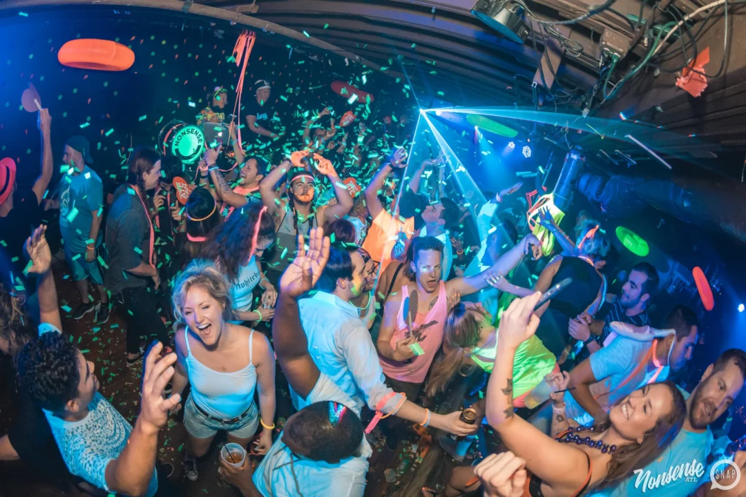 Nonsense GLOW Dance Party. July 2018. We glowed. We got ridiculous. Kimber was the DJ. Photos by Fabeaux/Oh Snap.