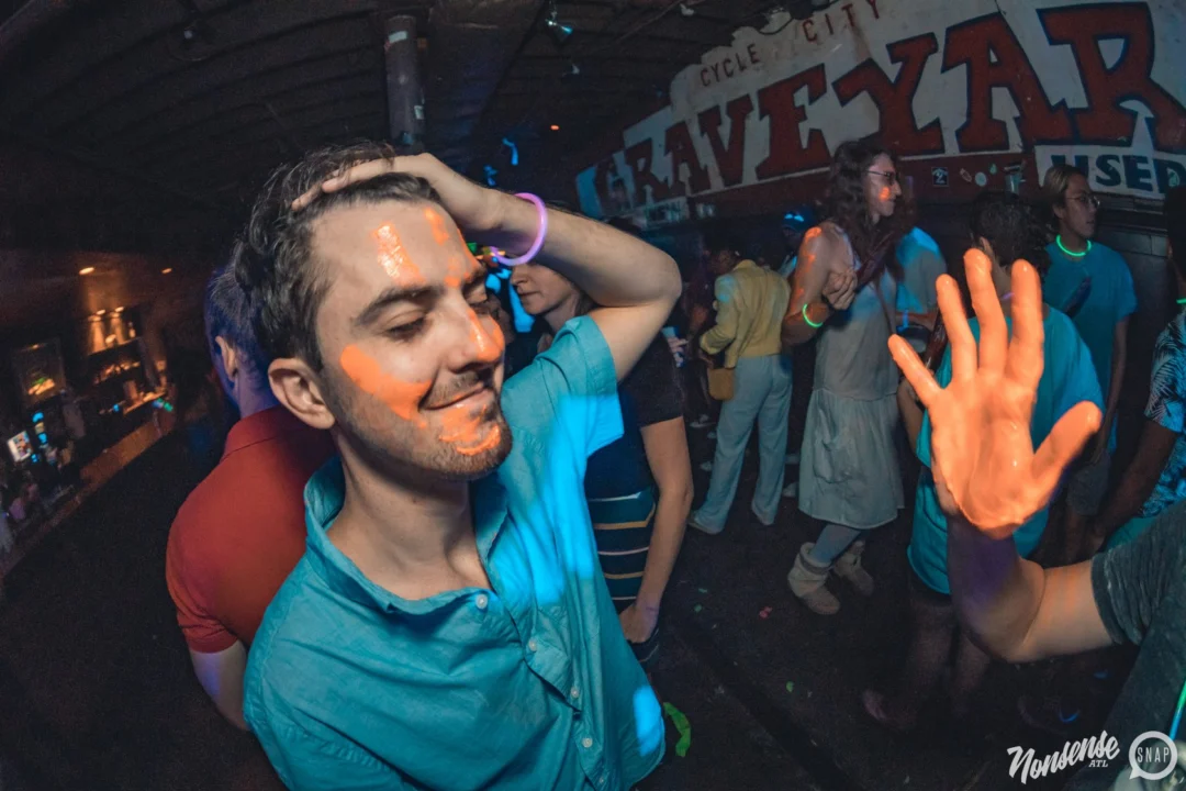 Nonsense GLOW Dance Party. July 2018. We glowed. We got ridiculous. Kimber was the DJ. Photos by Fabeaux/Oh Snap.