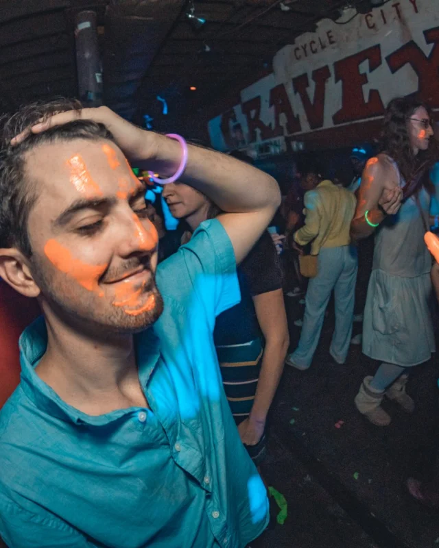 Nonsense GLOW Dance Party. July 2018. We glowed. We got ridiculous. Kimber was the DJ. Photos by Fabeaux/Oh Snap.