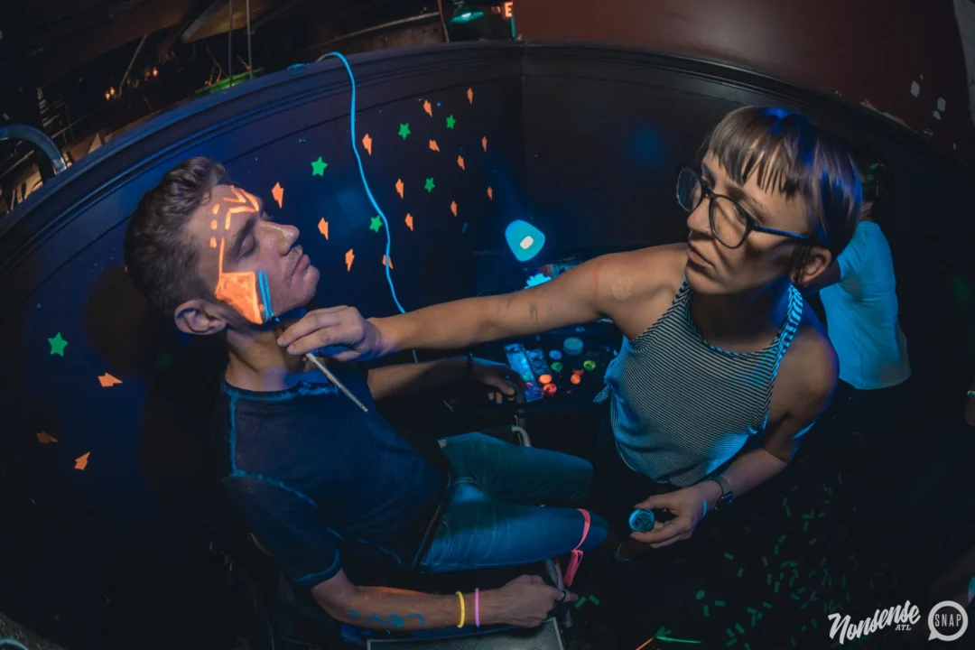 Nonsense GLOW Dance Party. July 2018. We glowed. We got ridiculous. Kimber was the DJ. Photos by Fabeaux/Oh Snap.