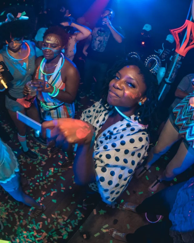 Nonsense GLOW Dance Party. July 2018. We glowed. We got ridiculous. Kimber was the DJ. Photos by Fabeaux/Oh Snap.