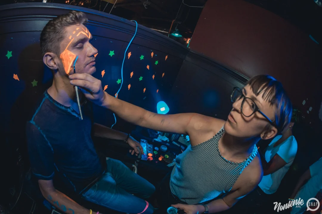 Nonsense GLOW Dance Party. July 2018. We glowed. We got ridiculous. Kimber was the DJ. Photos by Fabeaux/Oh Snap.