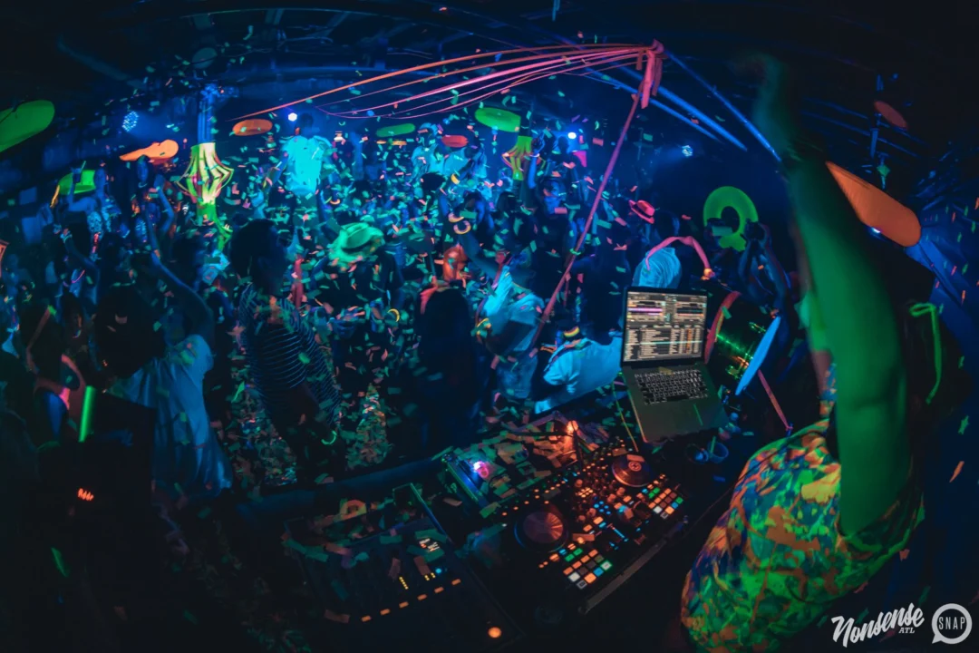 Nonsense GLOW Dance Party. July 2018. We glowed. We got ridiculous. Kimber was the DJ. Photos by Fabeaux/Oh Snap.