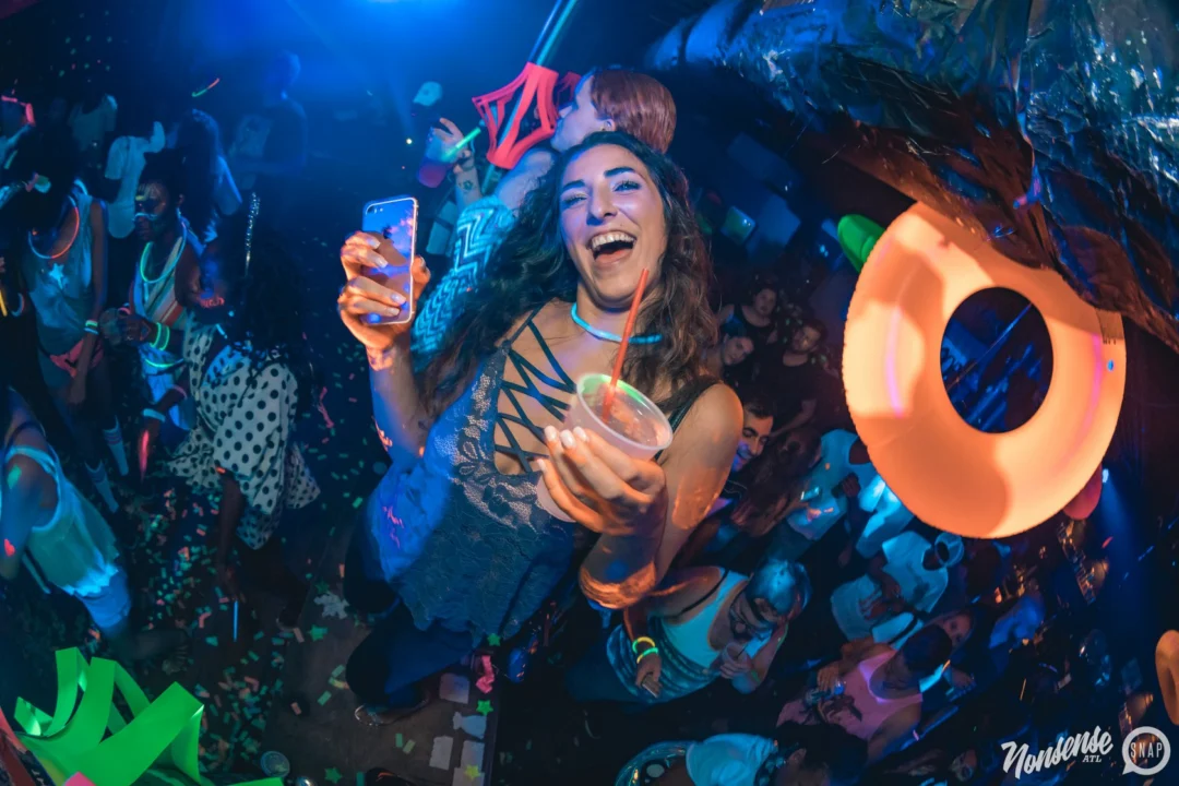 Nonsense GLOW Dance Party. July 2018. We glowed. We got ridiculous. Kimber was the DJ. Photos by Fabeaux/Oh Snap.