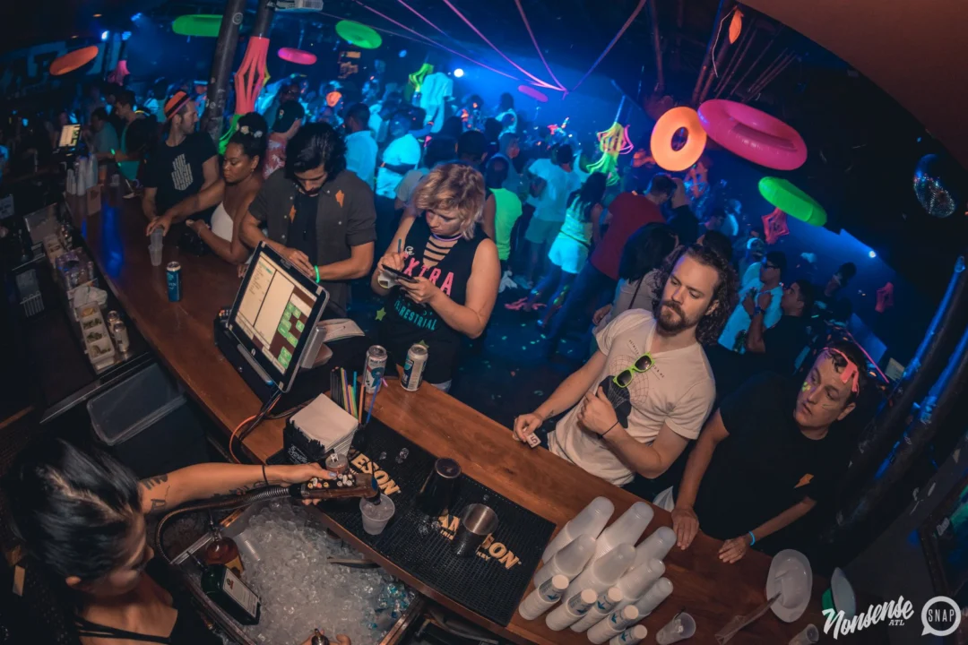 Nonsense GLOW Dance Party. July 2018. We glowed. We got ridiculous. Kimber was the DJ. Photos by Fabeaux/Oh Snap.