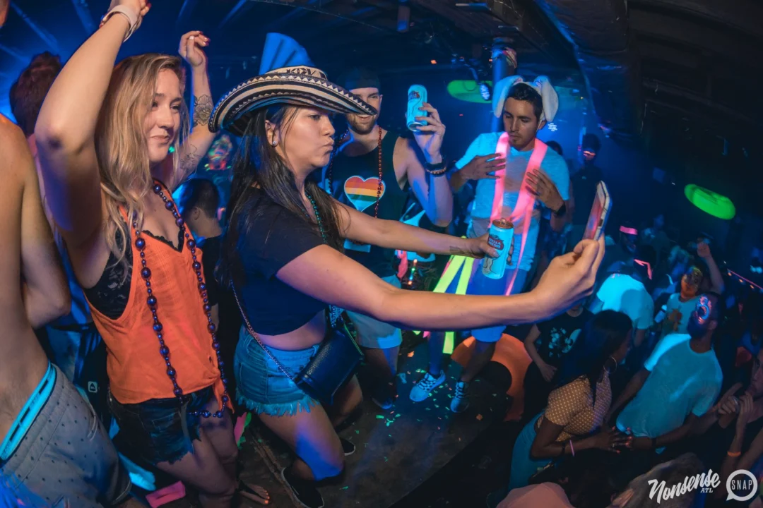 Nonsense GLOW Dance Party. July 2018. We glowed. We got ridiculous. Kimber was the DJ. Photos by Fabeaux/Oh Snap.