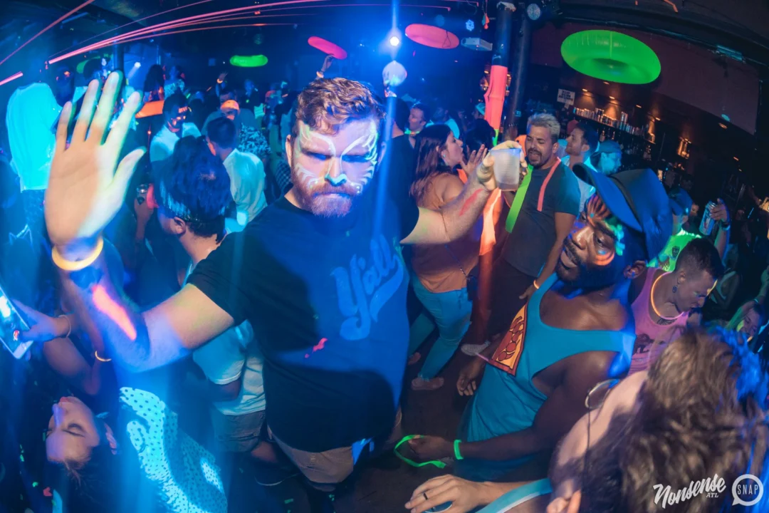 Nonsense GLOW Dance Party. July 2018. We glowed. We got ridiculous. Kimber was the DJ. Photos by Fabeaux/Oh Snap.