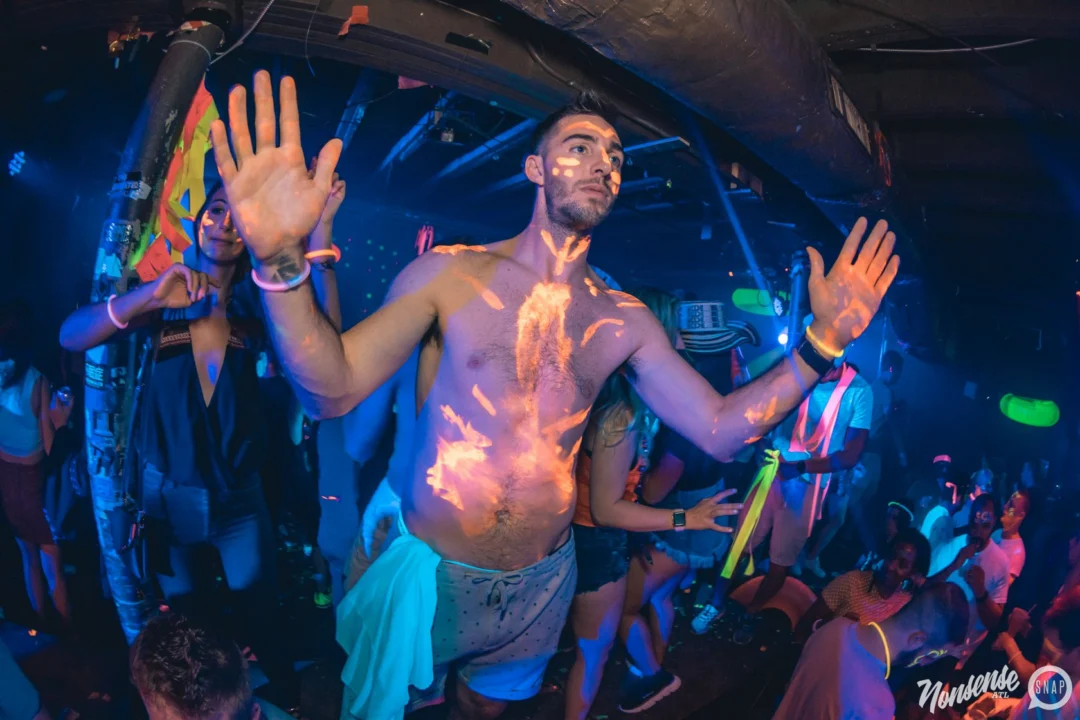 Nonsense GLOW Dance Party. July 2018. We glowed. We got ridiculous. Kimber was the DJ. Photos by Fabeaux/Oh Snap.