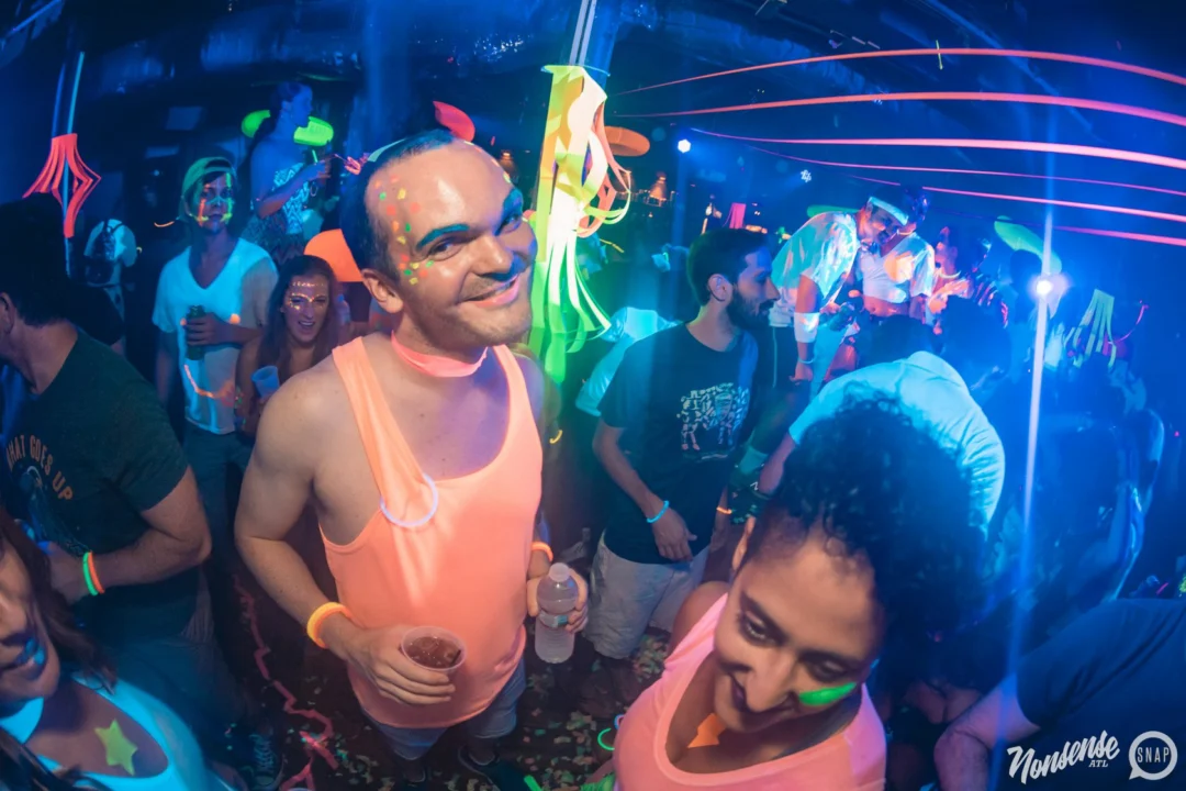 Nonsense GLOW Dance Party. July 2018. We glowed. We got ridiculous. Kimber was the DJ. Photos by Fabeaux/Oh Snap.