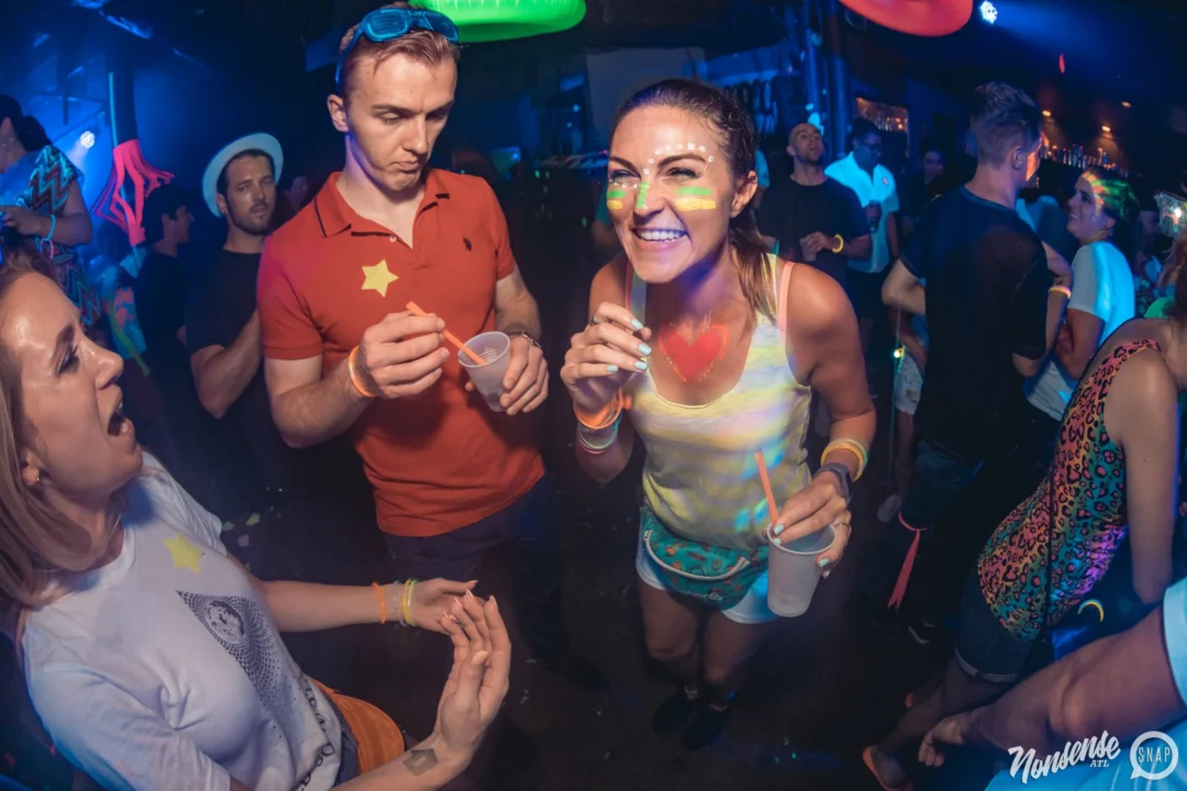 Nonsense GLOW Dance Party. July 2018. We glowed. We got ridiculous. Kimber was the DJ. Photos by Fabeaux/Oh Snap.