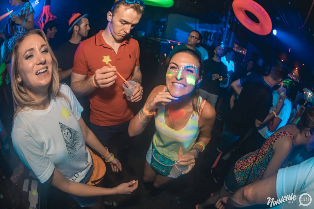 Nonsense GLOW Dance Party. July 2018. We glowed. We got ridiculous. Kimber was the DJ. Photos by Fabeaux/Oh Snap.