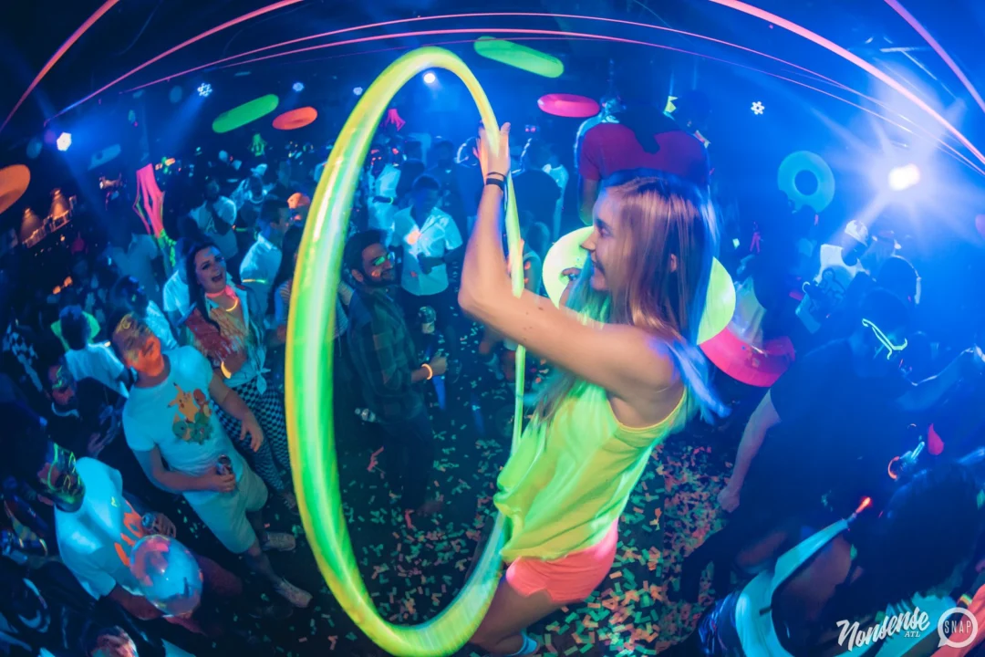 Nonsense GLOW Dance Party. July 2018. We glowed. We got ridiculous. Kimber was the DJ. Photos by Fabeaux/Oh Snap.