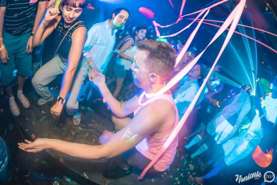 Nonsense GLOW Dance Party. July 2018. We glowed. We got ridiculous. Kimber was the DJ. Photos by Fabeaux/Oh Snap.