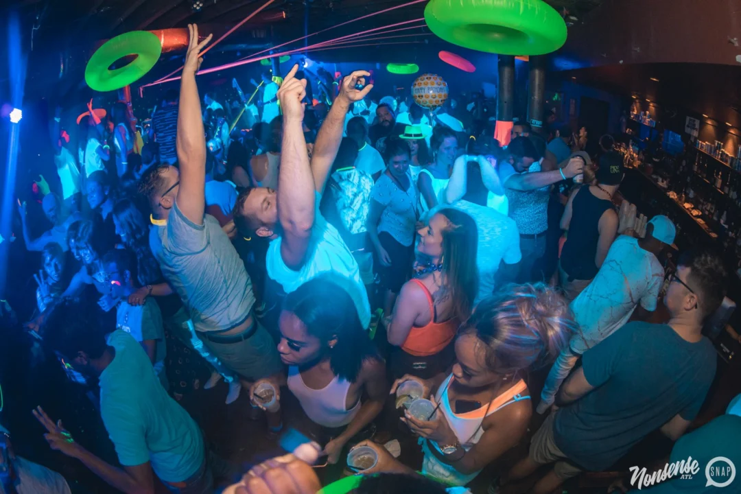 Nonsense GLOW Dance Party. July 2018. We glowed. We got ridiculous. Kimber was the DJ. Photos by Fabeaux/Oh Snap.