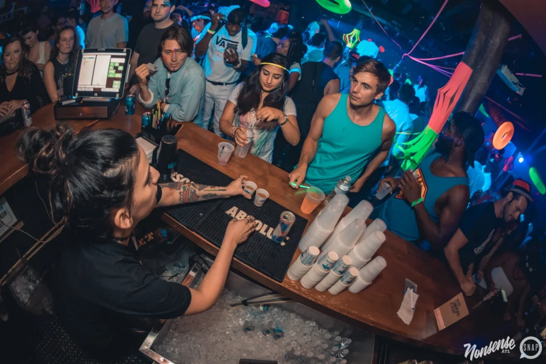 Nonsense GLOW Dance Party. July 2018. We glowed. We got ridiculous. Kimber was the DJ. Photos by Fabeaux/Oh Snap.