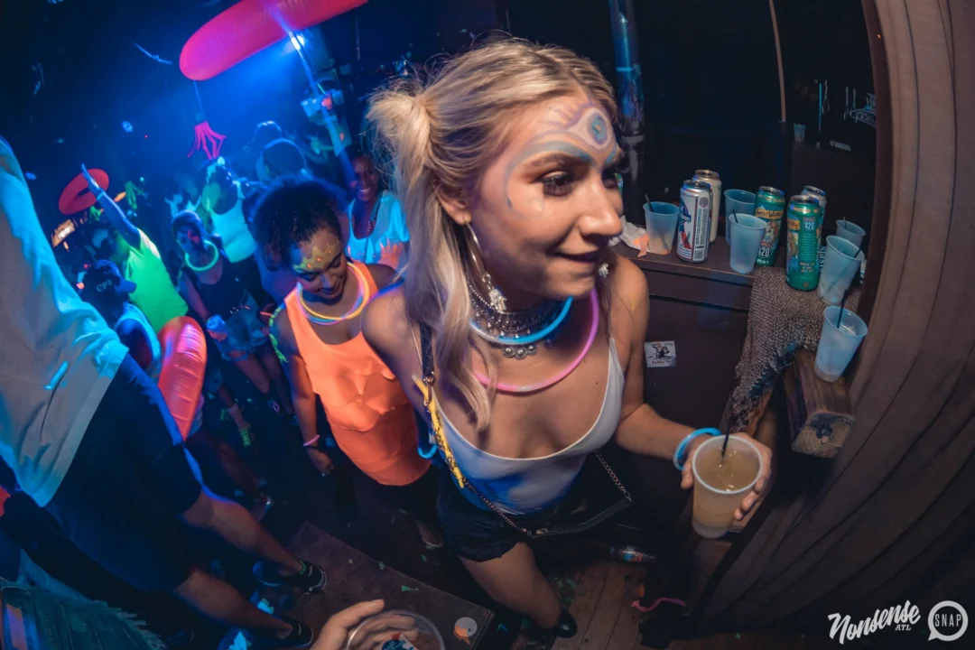 Nonsense GLOW Dance Party. July 2018. We glowed. We got ridiculous. Kimber was the DJ. Photos by Fabeaux/Oh Snap.