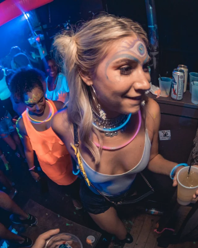 Nonsense GLOW Dance Party. July 2018. We glowed. We got ridiculous. Kimber was the DJ. Photos by Fabeaux/Oh Snap.