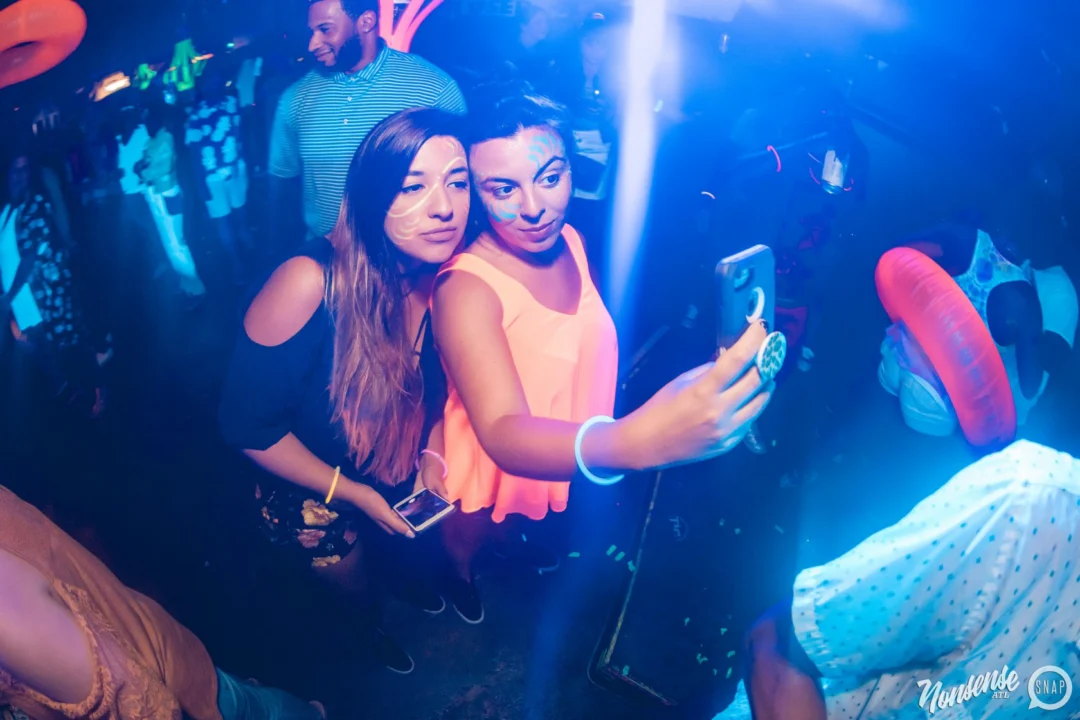 Nonsense GLOW Dance Party. July 2018. We glowed. We got ridiculous. Kimber was the DJ. Photos by Fabeaux/Oh Snap.