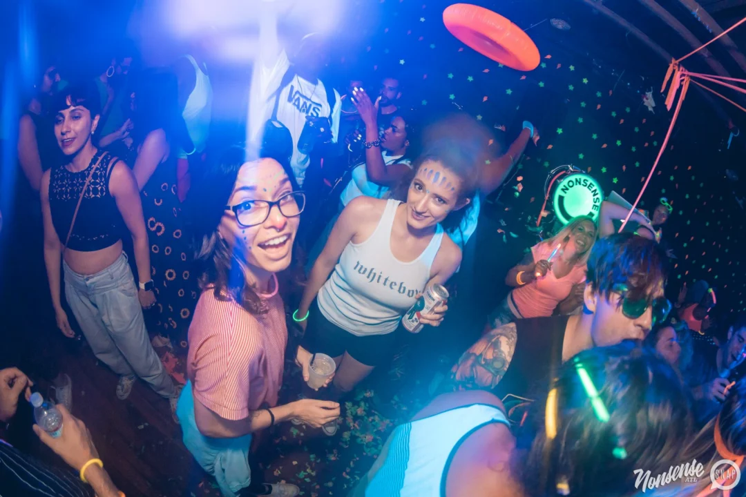 Nonsense GLOW Dance Party. July 2018. We glowed. We got ridiculous. Kimber was the DJ. Photos by Fabeaux/Oh Snap.