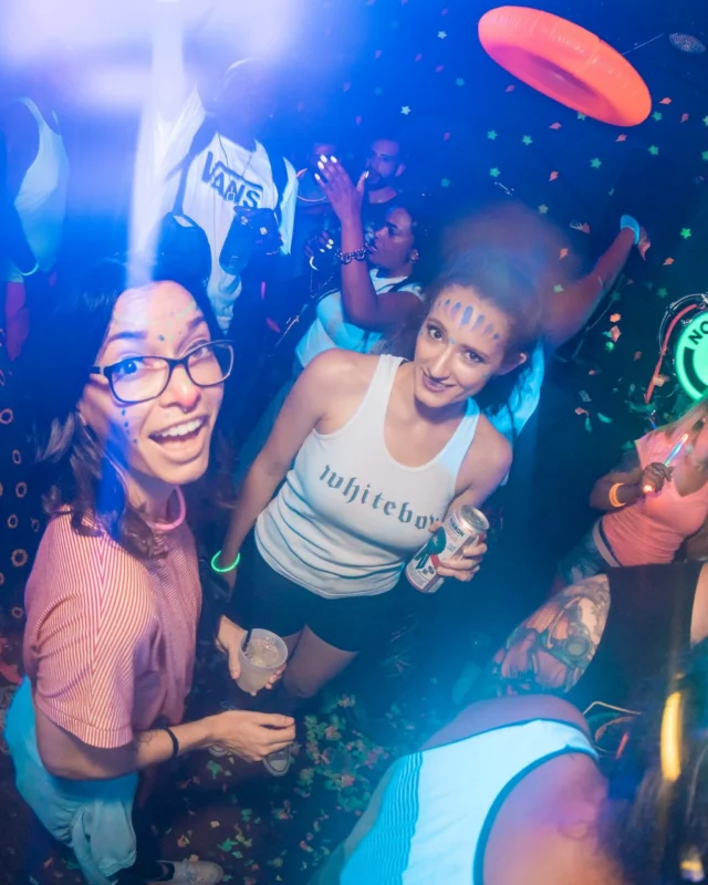 Nonsense GLOW Dance Party. July 2018. We glowed. We got ridiculous. Kimber was the DJ. Photos by Fabeaux/Oh Snap.