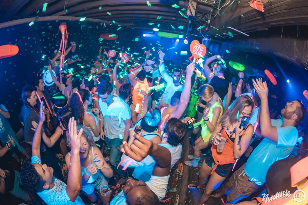 Nonsense GLOW Dance Party. July 2018. We glowed. We got ridiculous. Kimber was the DJ. Photos by Fabeaux/Oh Snap.