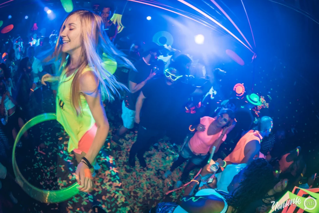 Nonsense GLOW Dance Party. July 2018. We glowed. We got ridiculous. Kimber was the DJ. Photos by Fabeaux/Oh Snap.