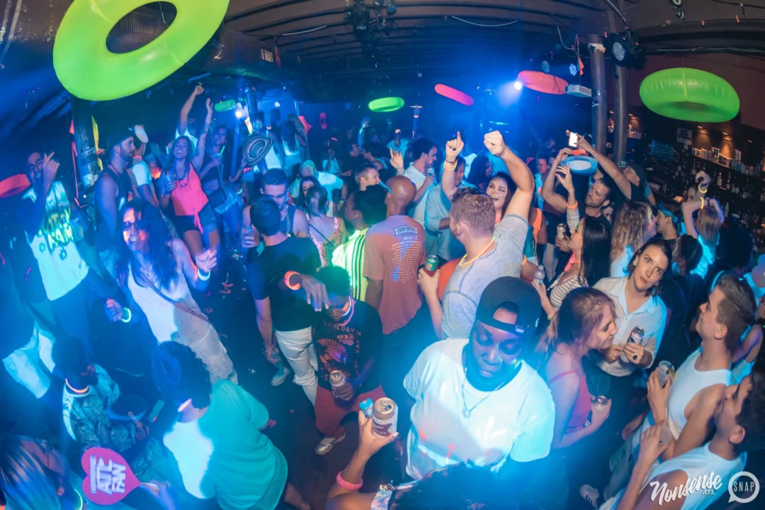 Nonsense GLOW Dance Party. July 2018. We glowed. We got ridiculous. Kimber was the DJ. Photos by Fabeaux/Oh Snap.