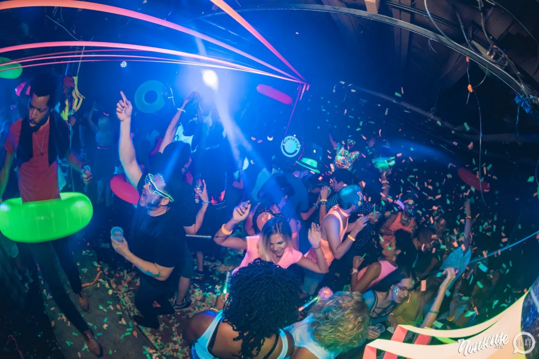 Nonsense GLOW Dance Party. July 2018. We glowed. We got ridiculous. Kimber was the DJ. Photos by Fabeaux/Oh Snap.
