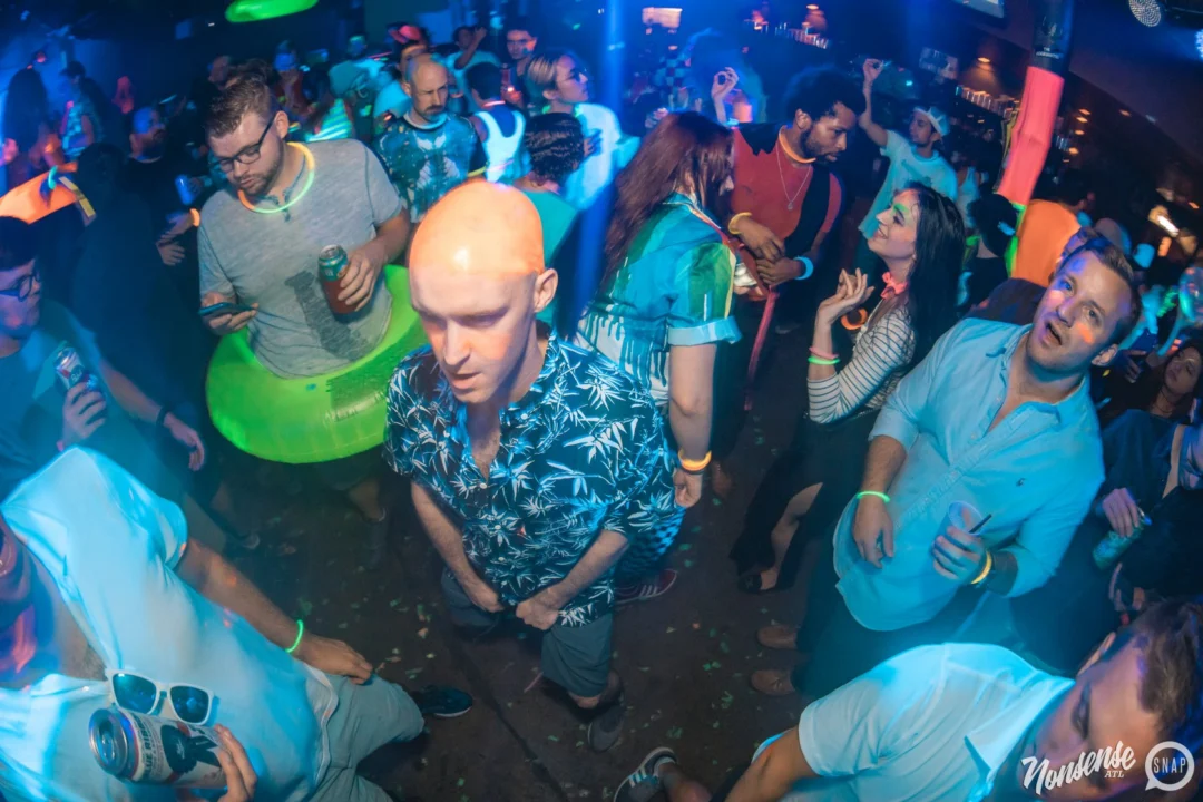 Nonsense GLOW Dance Party. July 2018. We glowed. We got ridiculous. Kimber was the DJ. Photos by Fabeaux/Oh Snap.