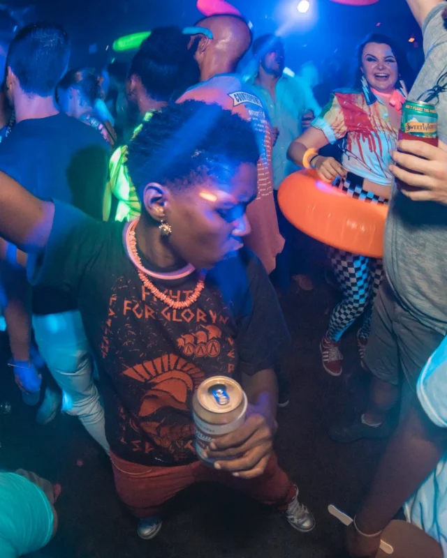 Nonsense GLOW Dance Party. July 2018. We glowed. We got ridiculous. Kimber was the DJ. Photos by Fabeaux/Oh Snap.