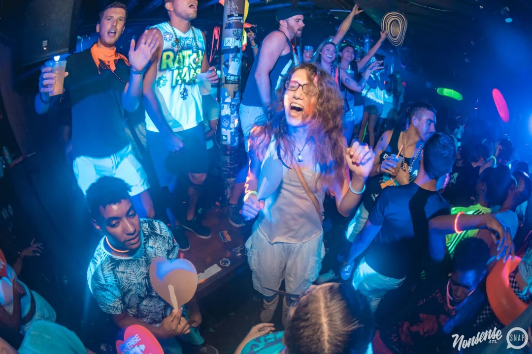 Nonsense GLOW Dance Party. July 2018. We glowed. We got ridiculous. Kimber was the DJ. Photos by Fabeaux/Oh Snap.
