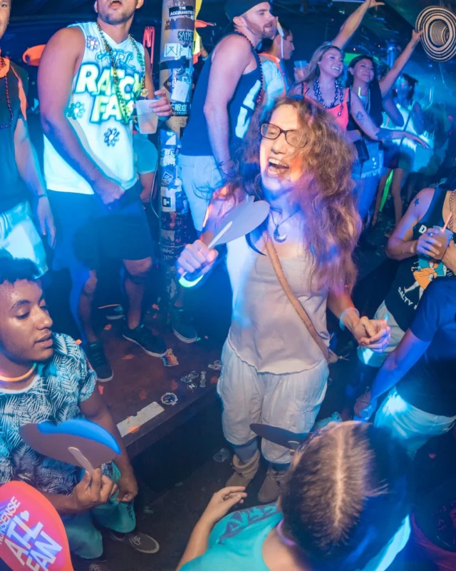 Nonsense GLOW Dance Party. July 2018. We glowed. We got ridiculous. Kimber was the DJ. Photos by Fabeaux/Oh Snap.