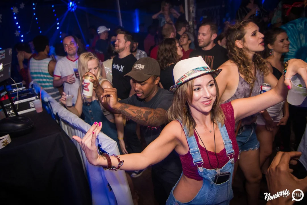 Nonsense Winter Wonderland - Aug 2018! The Basement, East Atlanta. It snowed inside. There were Arctic blasts. There was a Yeti. Kimber was the DJ. Nonsense Dance Party is the 3rd Friday of every month! Photography by Oh Snap!