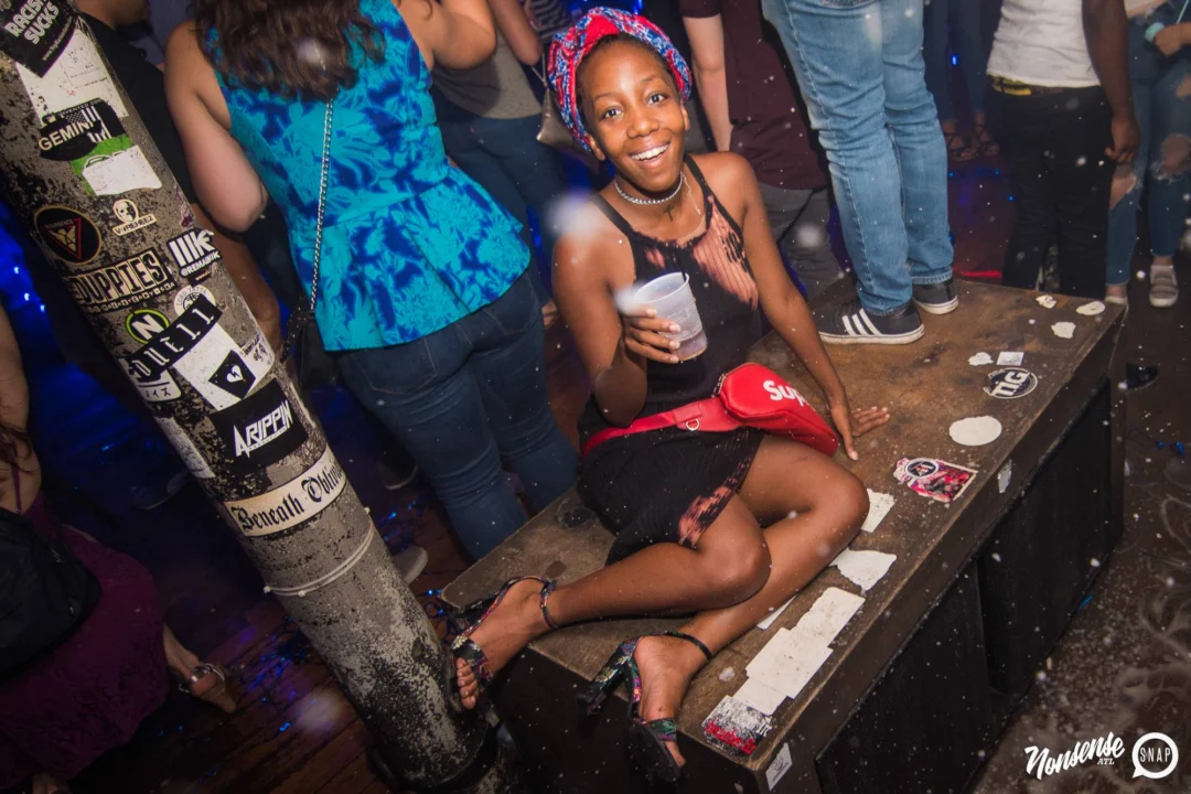 Nonsense Winter Wonderland - Aug 2018! The Basement, East Atlanta. It snowed inside. There were Arctic blasts. There was a Yeti. Kimber was the DJ. Nonsense Dance Party is the 3rd Friday of every month! Photography by Oh Snap!