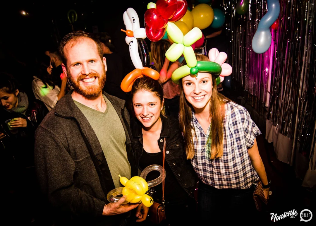 Nonsense: Balloons! November 2018 at The Basement, Thousands of balloons everywhere! Balloon Twisters! Balloon Walls! Kimber was the DJ!