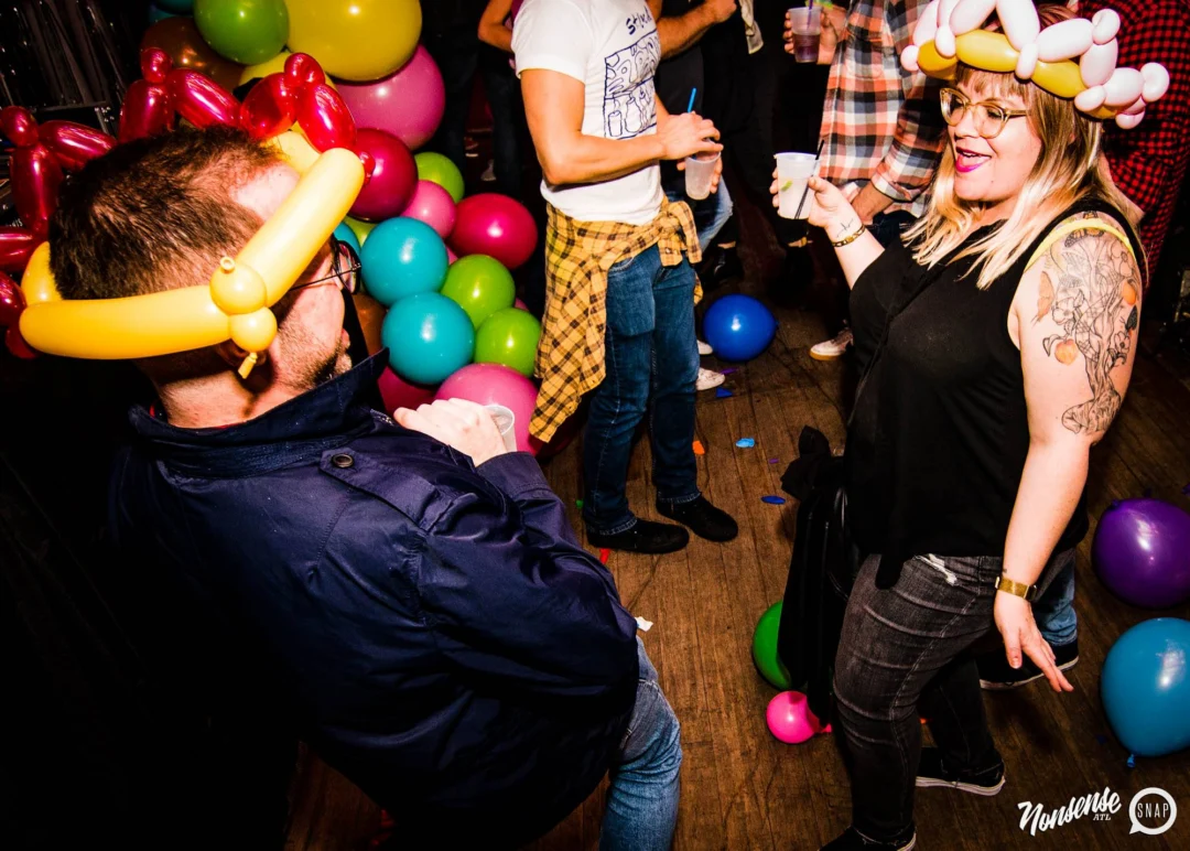 Nonsense: Balloons! November 2018 at The Basement, Thousands of balloons everywhere! Balloon Twisters! Balloon Walls! Kimber was the DJ!