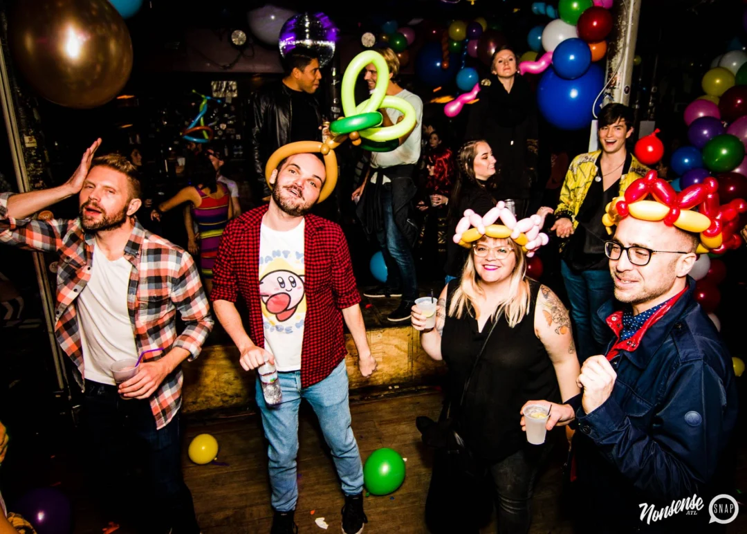 Nonsense: Balloons! November 2018 at The Basement, Thousands of balloons everywhere! Balloon Twisters! Balloon Walls! Kimber was the DJ!