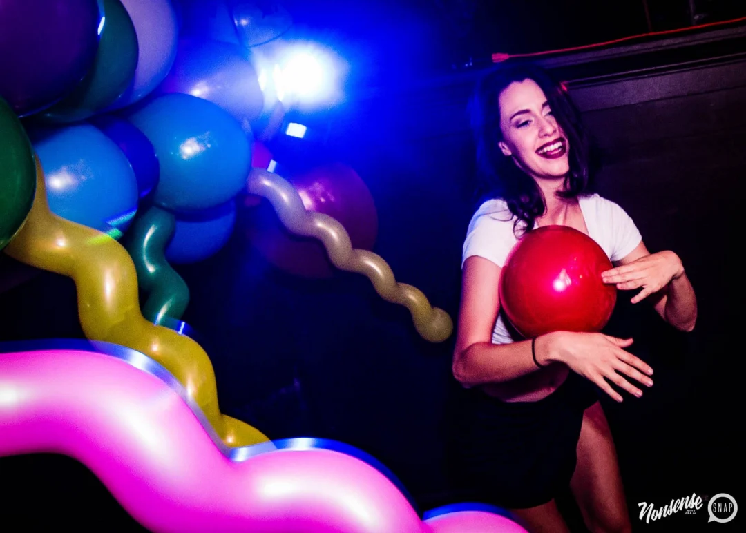 Nonsense: Balloons! November 2018 at The Basement, Thousands of balloons everywhere! Balloon Twisters! Balloon Walls! Kimber was the DJ!