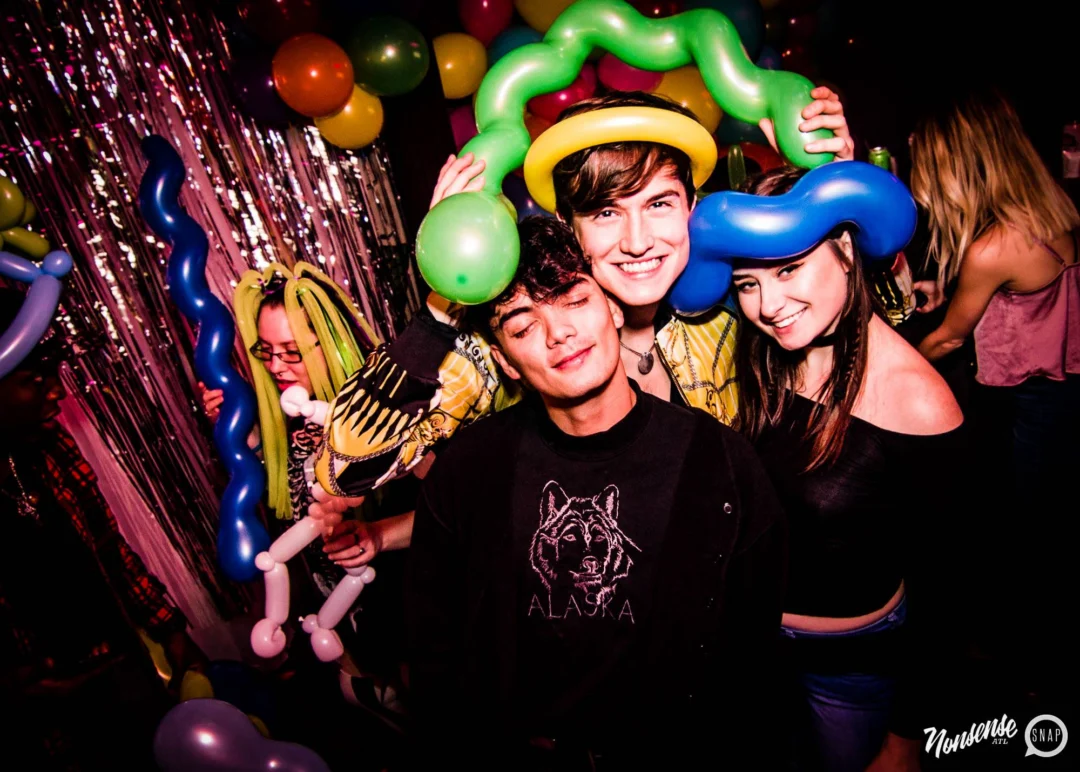 Nonsense: Balloons! November 2018 at The Basement, Thousands of balloons everywhere! Balloon Twisters! Balloon Walls! Kimber was the DJ!