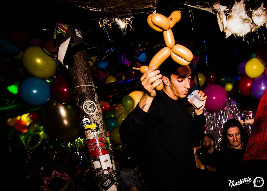 Nonsense: Balloons! November 2018 at The Basement, Thousands of balloons everywhere! Balloon Twisters! Balloon Walls! Kimber was the DJ!