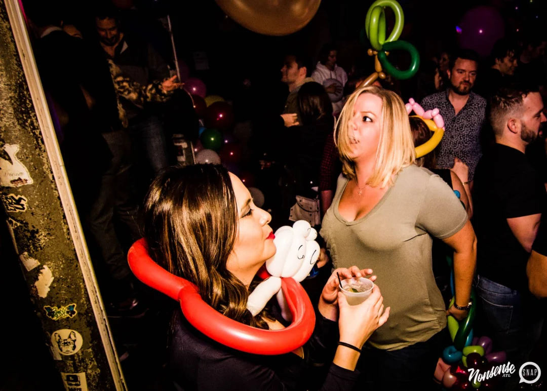 Nonsense: Balloons! November 2018 at The Basement, Thousands of balloons everywhere! Balloon Twisters! Balloon Walls! Kimber was the DJ!
