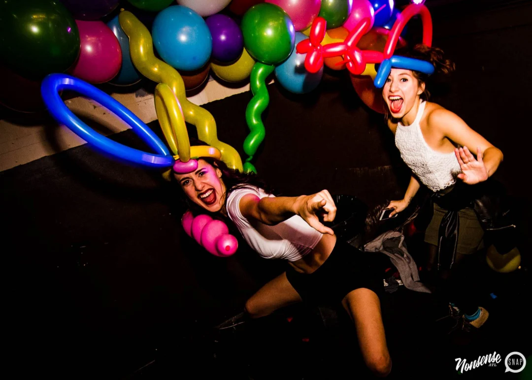Nonsense: Balloons! November 2018 at The Basement, Thousands of balloons everywhere! Balloon Twisters! Balloon Walls! Kimber was the DJ!