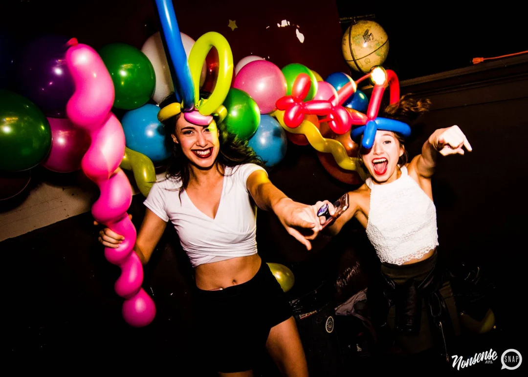 Nonsense: Balloons! November 2018 at The Basement, Thousands of balloons everywhere! Balloon Twisters! Balloon Walls! Kimber was the DJ!